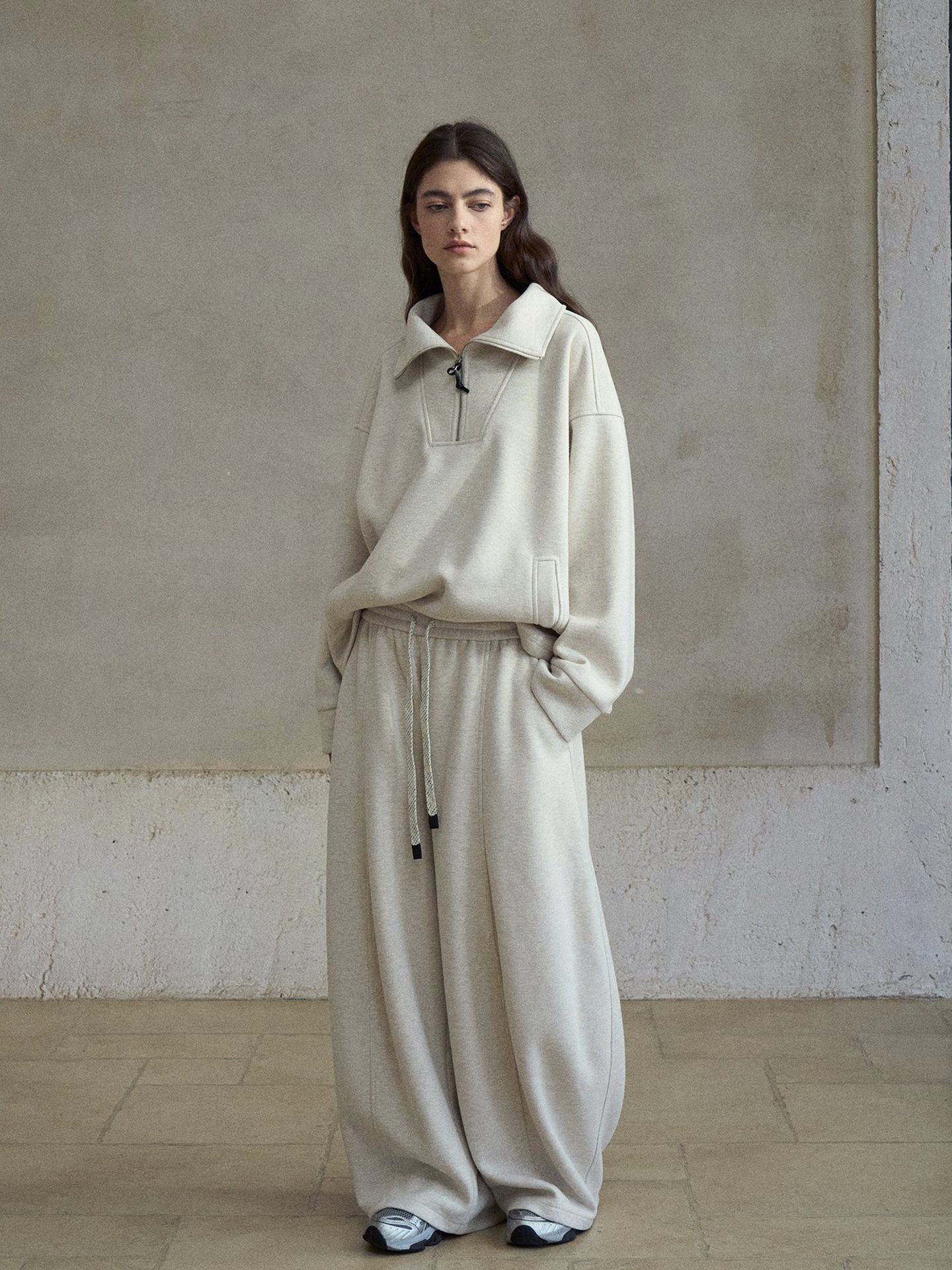 ウール混カーブセンターラインワイドイージーパンツ【セットアップ可】