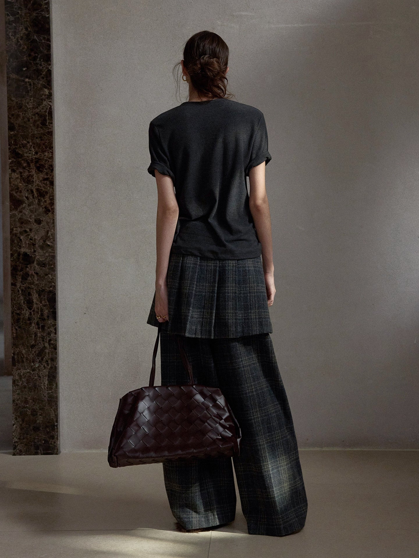 チェックレイヤードスカートパンツ【取り外し可】