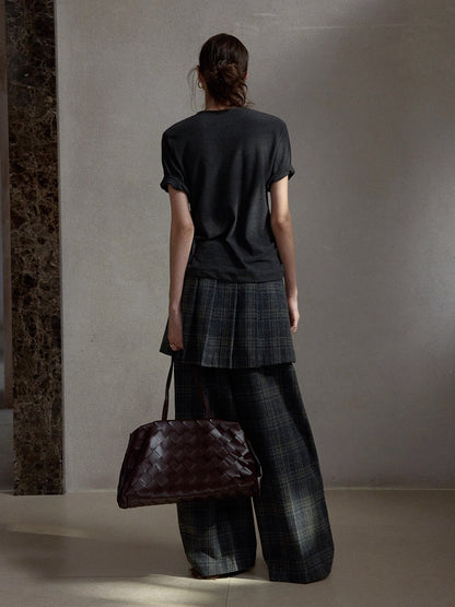 チェックレイヤードスカートパンツ【取り外し可】