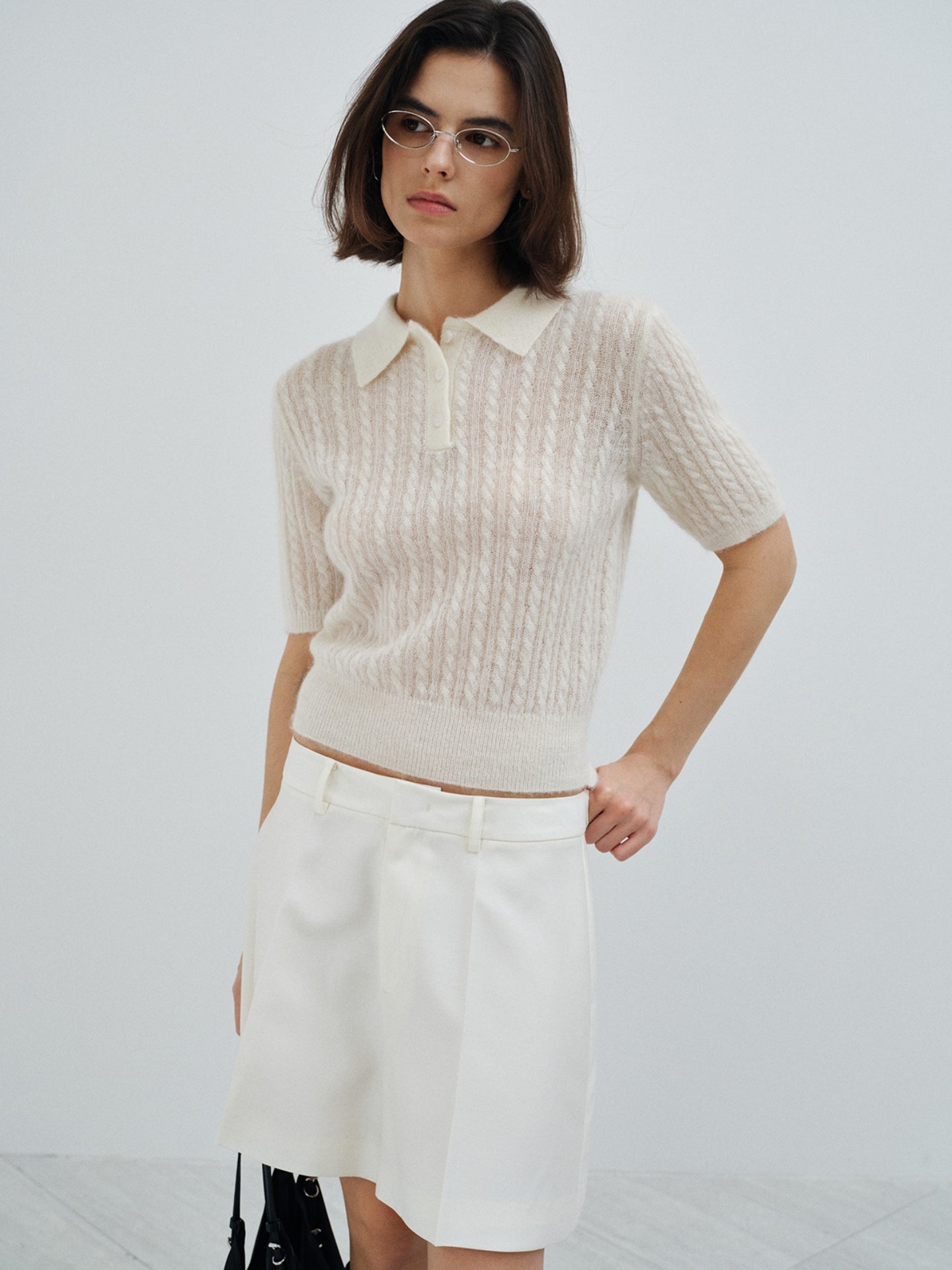 【COMING SOON】アルパカブレンド ケーブル編みポロニットプルオーバー