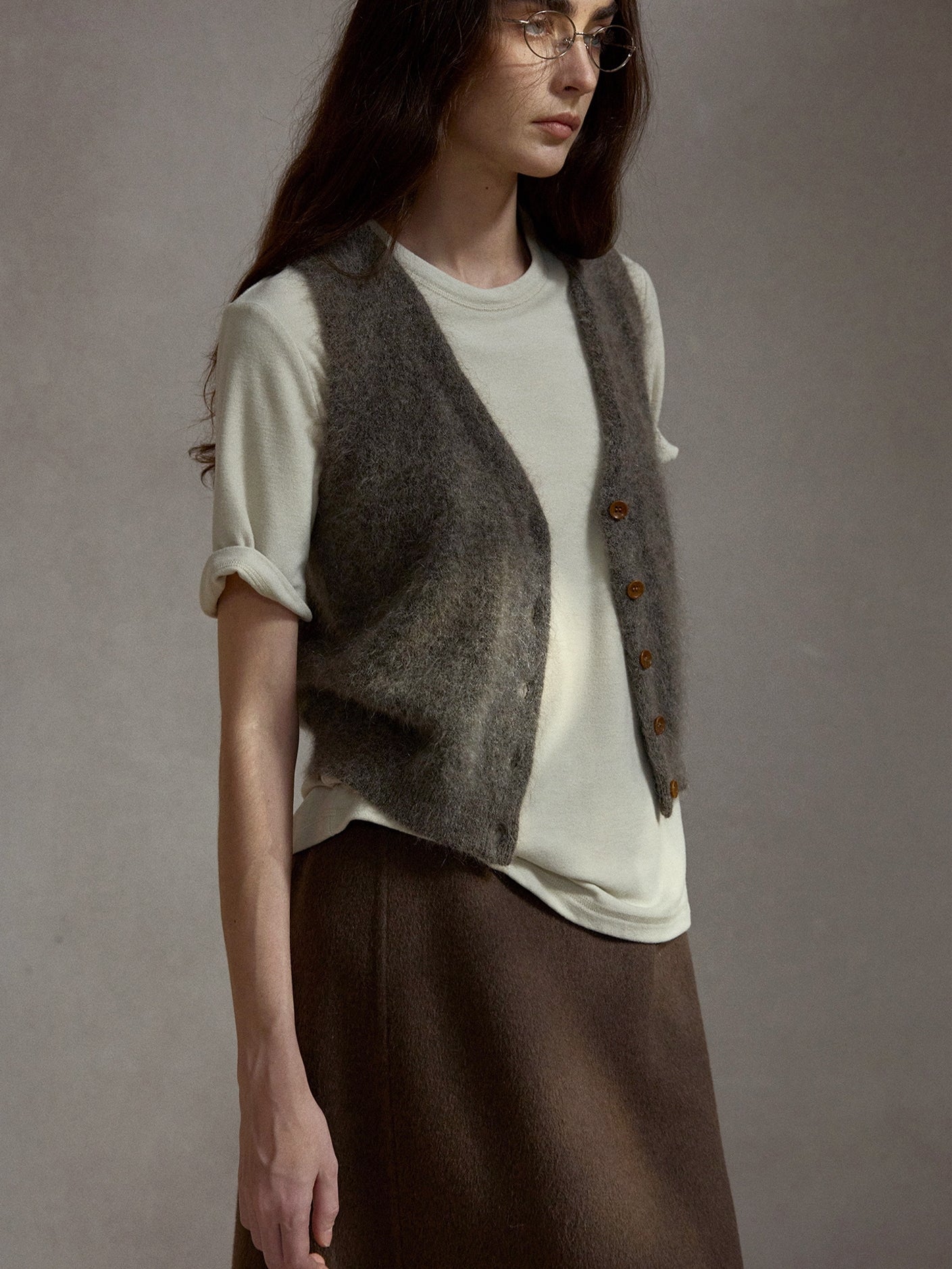 モヘアブレンドニットベスト