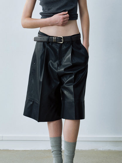 【PRE ORDER】PUレザーハーフパンツ